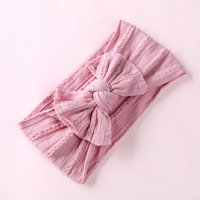 1pcs Cable Knit Nylon Bow Headwrap, One size fits all nylon headbands, wide nylon headbands, baby headbands, Knot bow headwear A2NSNSFB-9568-25