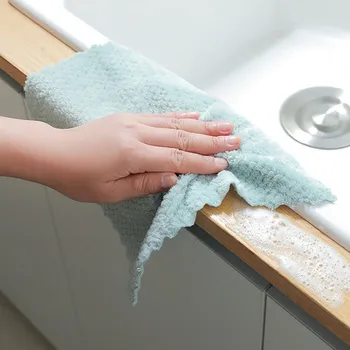 

20# Nonstick Oil Coral Velvet Hanging Hand Towels Kitchen Dishcloth Kitchen Accessories Tableware cleaning towel