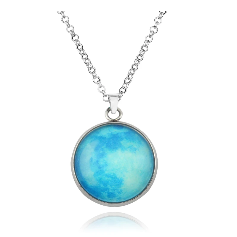 Glow in the Dark Pendant Necklace Luminous Star Series Moon Planet Necklaces Charm Link Chain Jewelry For Men Women