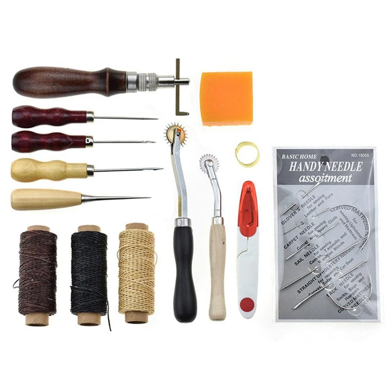 

14Pcs/Set Diy Leather Craft Tools Punch Kit Set Handmade Sewing Kit Set For Home Kids Supplies Leathercraft Tool Sets Sewing Sad