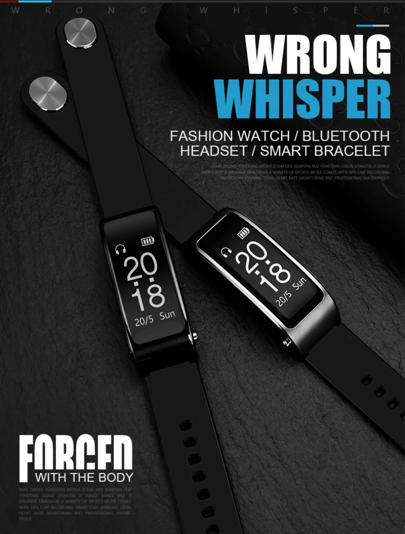 2-in-1 Smart Bracelet With Bluetooth Earphone Heart Rate Blood Pressure Monitoring Fitness Tracker Call Reminder Smart Watch