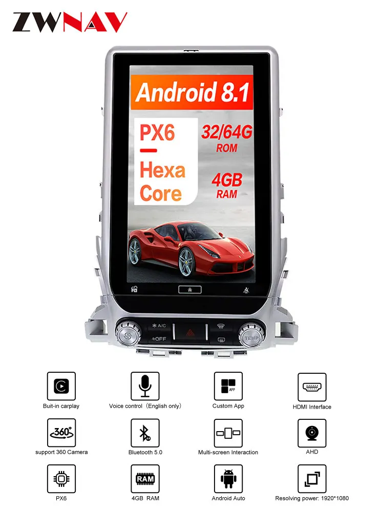 Best 13.6" Android 9.0 DSP Car GPS Navigation For TOYOTA LAND CRUISER LC200 2016-2019 Multimedia player radio tape recorder head unit 0