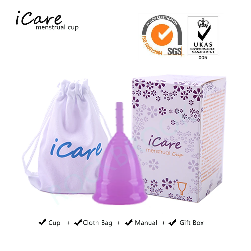 ICare Горячая Распродажа, медицинская силиконовая менструальная чашка для женщин, женская гигиеническая менструальная многоразовая Женская менструальная чашка