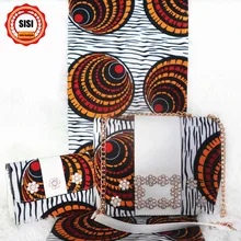 SISI Горячая дизайн африканская парафинированная ткань сумочка набор, сумка украшенная камнями с красивой аппликацией для женщин вечерние