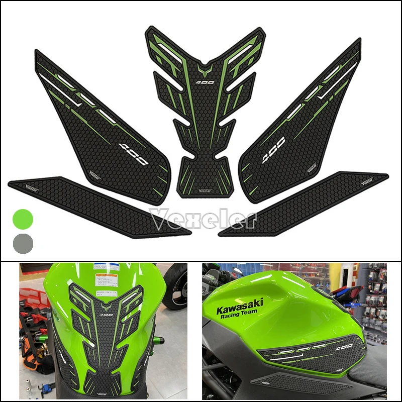 New Motorcycle Tank Pad Protector Sticker Decal Gas Fuel Knee Grip Traction Side For Kawasaki NINJA400 NINJA 400 z400 2018-2022 jeebay for ninja 250r 300 kle 650 motorcycle sticker tank pad traction non skid silica gel side gas knee grip protector decal