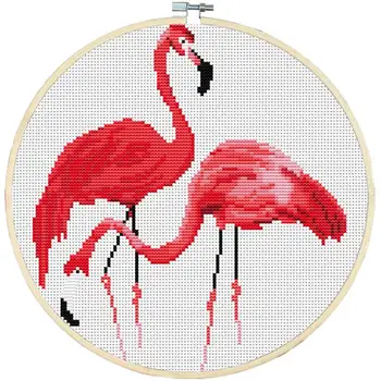 

Joy Sunday Cross Stitch Printed Flamingo 11&14CT Pre Stamped Canvas with Frame Animal Lover Embroidery DIY Handmade Needlework