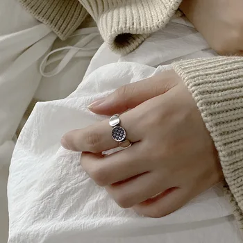 

Europe And America 925 Sterling Geometry Ring Women's INS Normcore Style Simple Non-mainstream CHIC Hong Kong Style