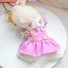 Шерстяное платье с пуговицами для маленьких собак и щенков