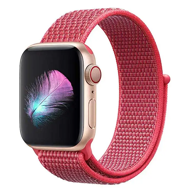 Hot pink Ремни для наручных часов Apple Watch 38/40/42/44 мм браслет наручных часов iWatch серия 5 4, версия 1, 2, 3, ремешок из дышащего нейлона, correa спортивный бесшовный smartwatch band - Цвет ремешка: Hot pink