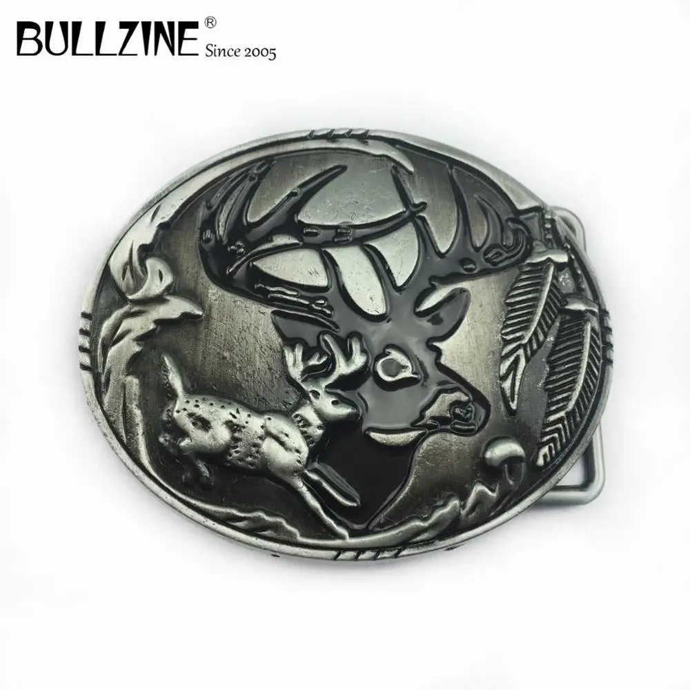 Bullzine оптовая продажа Ретро цинковый сплав пряжка на ремень с оленем в западном