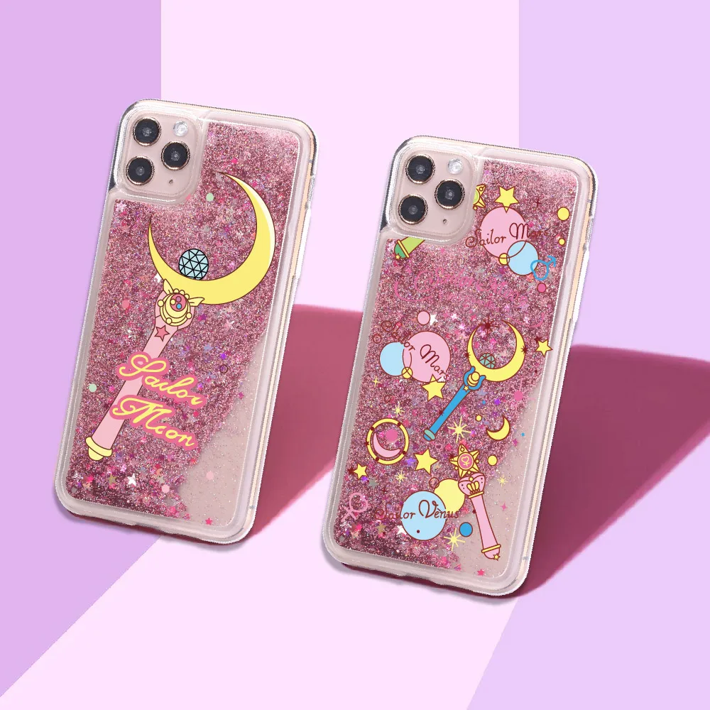 Stars Magic Sparkle Liquid Real Glitter Phone Case Fundas Cover for iPhone 11 12 Pro X XS XR Max 7 8 7Plus 8Plus Phone Coque