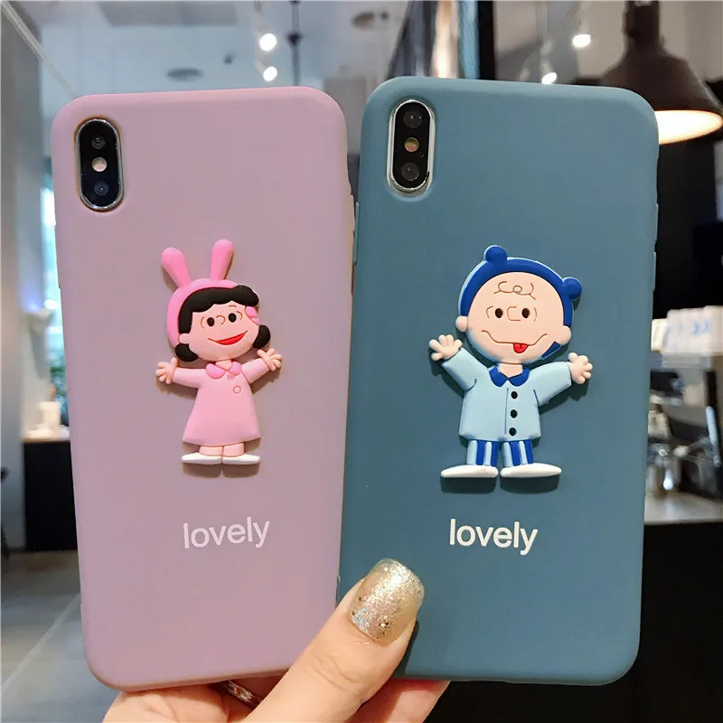 Милый прекрасный чехол для девочек и мальчиков для IPhone X XS MAX XR 8 8 Plus 7 7 Plus 6 6S 6S Plus прозрачный защитный ковер бампер