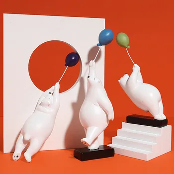 

Cute Polar Bear Resin Ornament Home Decoration Accessories Miniature Model Figurine Statue Living Room Desktop Decor Resin Craft