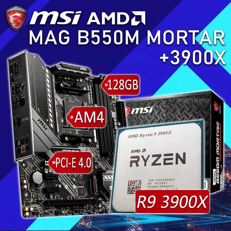 Msi Mag B550m Mortar Motherboard With Amd Ryzen 9 3900x Motherboard