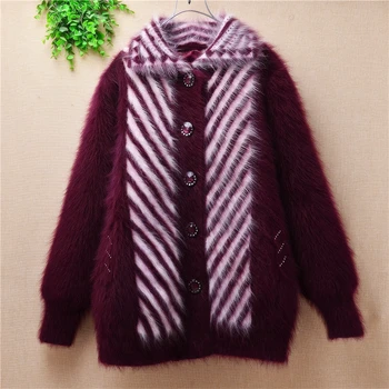 

Beauty hometown housewife women ladies sweater rabbit fur coat mink cashmere cardigans knitted jackets winter clothes mantle