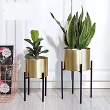 Золотая напольная Цветочная ваза, стоящая полка, металлическая ваза с отверстием для слива