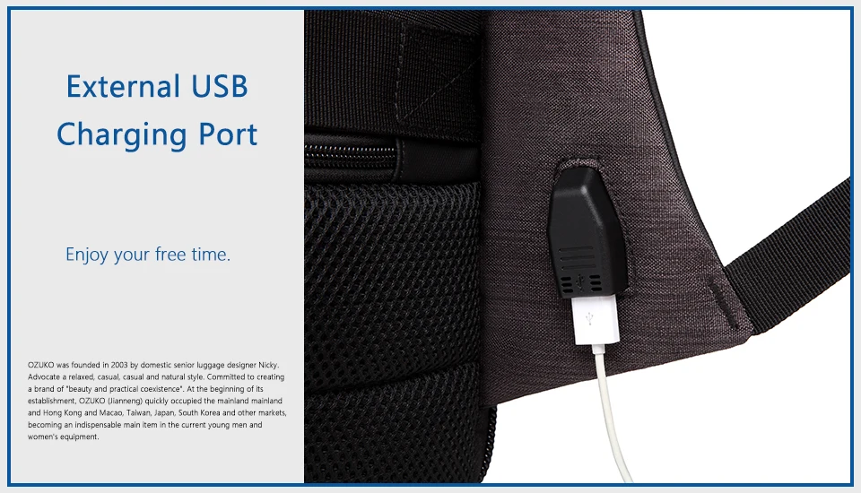 OZUKO мужской рюкзак с защитой от кражи, usb зарядка, 15,6 дюймов, рюкзаки для ноутбука, для подростков, Мужская водонепроницаемая сумка для путешествий, модная деловая сумка