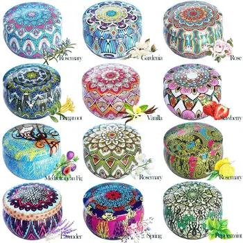 

12Pcs/Set Soy Wax Scented Candles Ethnic Style for Travel Home Wedding Birthday Decoration