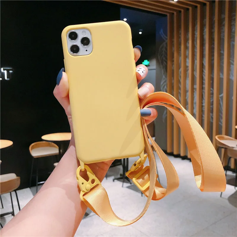 Shoulder strap lanyard Phone Case For iphone 12 13Pro 12Pro 11 11Pro Max X XR XS Max SE 7 8Plus Candy color soft silicone case Shoulder strap lanyard Phone Case For iphone 12 13Pro 12Pro 11 11Pro Max X XR XS Max SE 7 8Plus Candy color soft silicone case