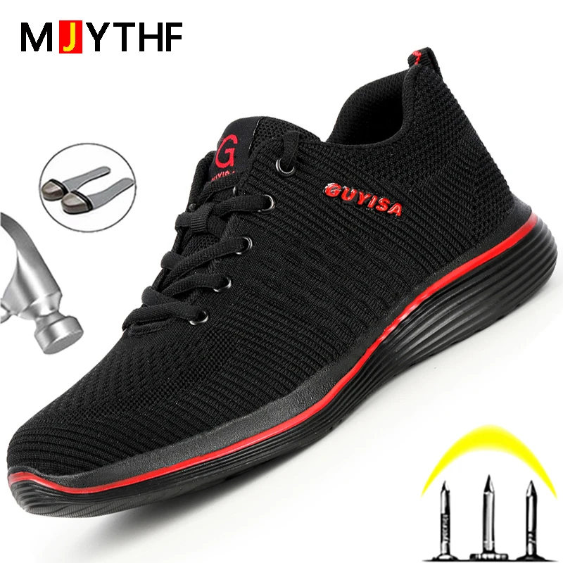 Zapatos de seguridad para el trabajo para hombre, zapatillas ligeras con punta de acero a prueba de perforaciones, indestructibles, envío directo