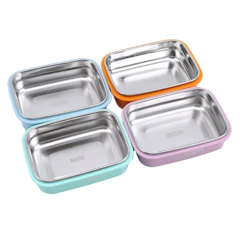 

Leak-Proof Children Bento Lunch Box Food Container Box Solid Color Lunch Box For Kids Stainless Steel Bento Box