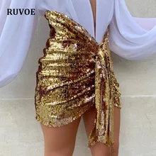 Элегантные цветочные юбки с пайетками, золотистые расшитые блестками мини-юбки, облегающая юбка-карандаш, короткая юбка с запахом для офиса, вечеринки, LBK-2 для девушек