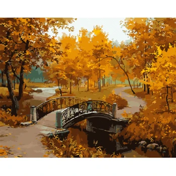 

Painting By Numbers Kit DIY Autumn Scenery Canvas Oil Art Picture Craft