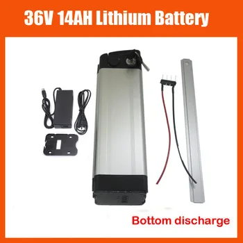 

36V silver fish Battery 500W 36V 14AH Electric Bike ebike lithium battery with 42V 2A charger and 15A BMS Free customs fee