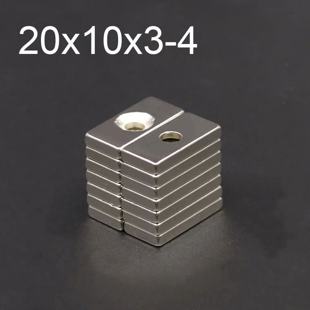 10/20/50 шт неодимовый магнит 20 мм x 10 мм x 3 мм отверстие 4 мм N35 неодим-железо-боровые виток супер мощный сильный постоянный магнетический imanes диск