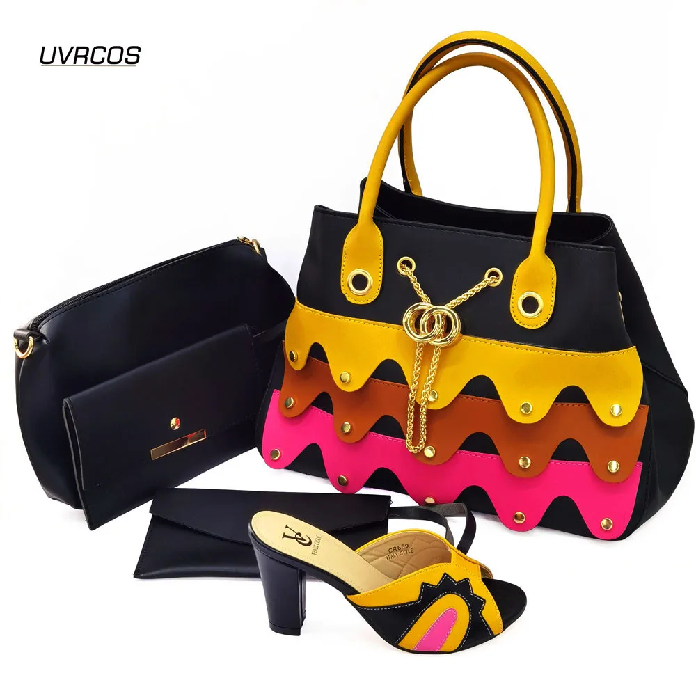 

Mature Style Nigerian Women Shoes and Bags to Match Slingback Sandals with Shining faux rhinestone Bag for Wedding Party