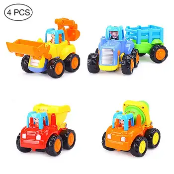 

Toddlers Toys Car 4 Sets Tractor Truck Dumper Bulldozer Friction Powered Car Fun Toy Gifts For Kids Tractors Engineering Truck