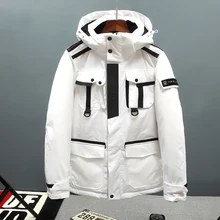 Мужская куртка-пуховик на белом утином пуху, теплая зимняя куртка с капюшоном, водонепроницаемая Модная стильная куртка размера плюс 3XL