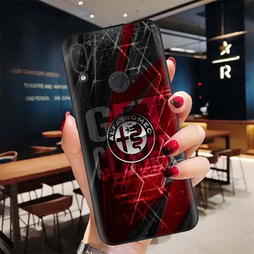 Черный чехол с логотипом Alfa Romeo для Xiao mi Red mi Note 8 7 7S 7A 6 S2 GO K20 Pro+ 6A mi 6X 5X A1 CC 9 8 мягкий чехол для телефона