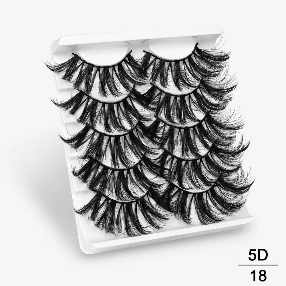 2/5 пар 3D искусственным мехом норки, накладные ресницы в естественном стиле/толстые длинные ресницы тонкими макияж Красота клей для наращивания ресниц инструменты для макияжа бровей - Цвет: 5D18
