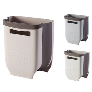 

Wall Mounted Folding Waste Bin Kitchen Cabinet Door Hanging Trash Bin Garbage Car Trash Can Wall Foldable