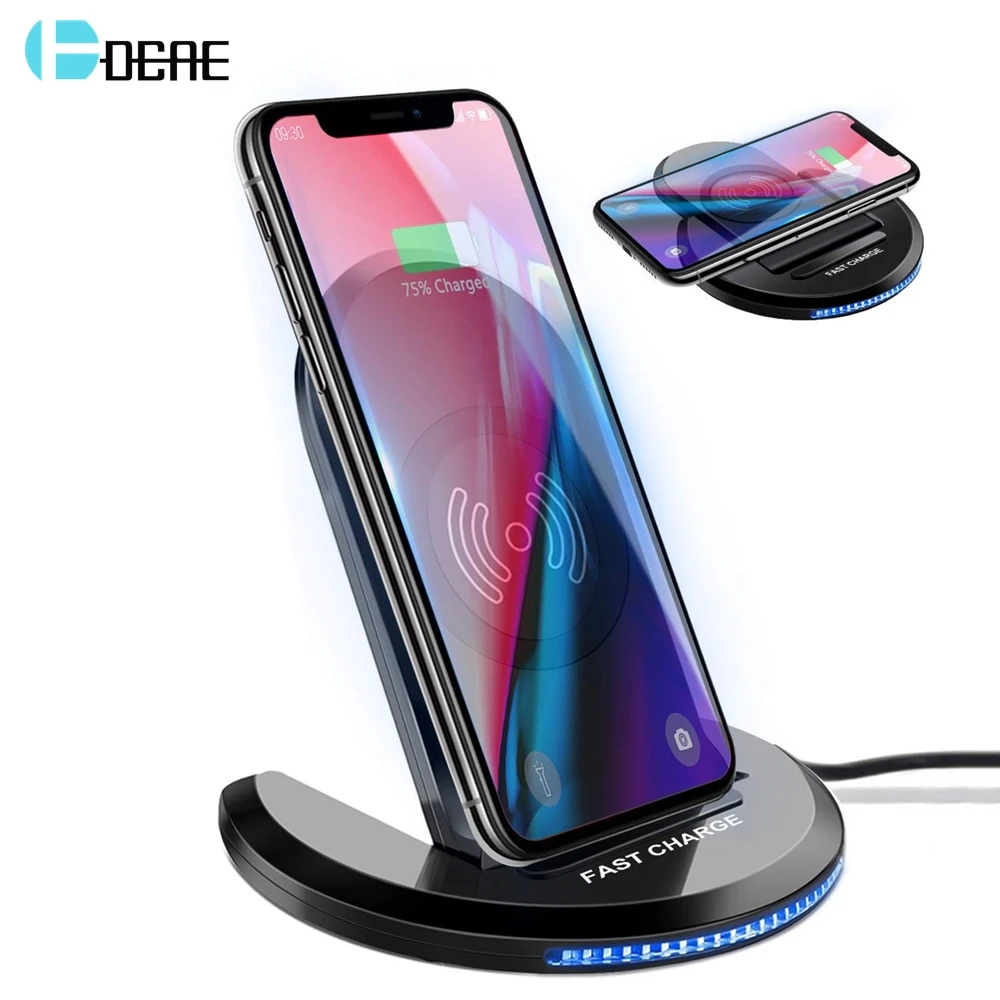 

DCAE 10W Fast Charging Qi Wireless Charger Pad Stand iPhone X XR XS 8 Quick Charge For Samsung S9 S10 Plus Note 9 Huawei P30 Pro
