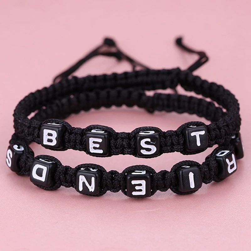 Special 2Pcs Bracelets Bff Bracelets Set Best Friends Letter Printed Handmade Bracelets Accessories Bff Best Friends Gift
