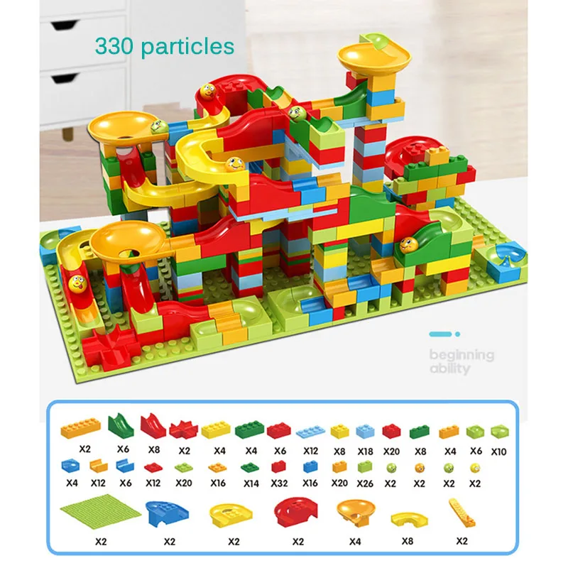 165/330 зерна детские игрушки DIY Строительство сумасшедшая конструкция мраморный гоночный бег мяч трек строительные блоки DIY Развивающие игрушки