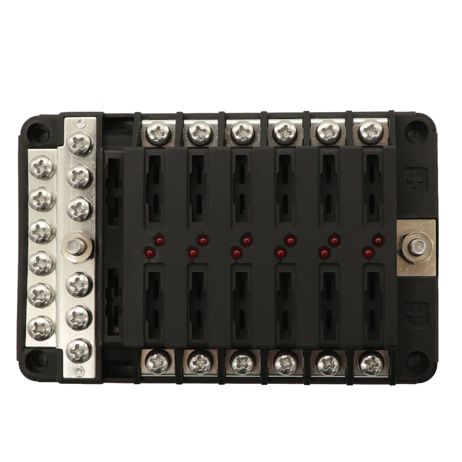 12V 32V Plastic Cover Fuse Box Holder M5 Stud With LED Indicator Light 6 Ways 12 Blade for Auto Car Boat Marine Trike | Автомобили и