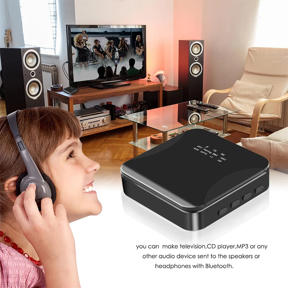 Kebidu Bluetooth 5,0 приемник передатчик 2 в 1 беспроводной aptX HD аудио 3,5 мм AUX/SPDIF/TOSLINK адаптер для ТВ/наушников/автомобиля/ПК