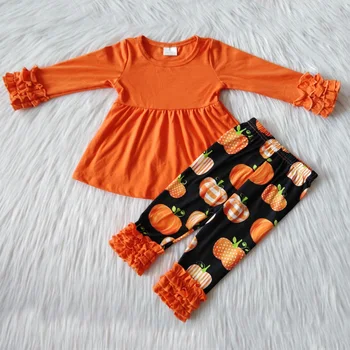 

Newest Fashion Toddler Baby Girl Clothes Cotton Tops Pumpkin Pants 2PCS Outfits Fall Halloween Clothes For Kids