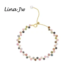 3MM Natural Stone Tourmaline Bracelet on Hand For Women Jewelry Party Wedding Luxury Gift  AmethystSet Handmade Free Shipping