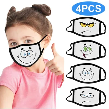 

Funny Face mask Breathable Washable And Comfortable Cotton Printed Child MouthMask Washable bandana Reuse Face dropshipping#3