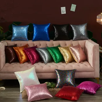

Hot Sale Glitter Mermaid Sequins Pillow Case Luxury Sofa Cushion Cover Decorative Cushions 40*40 Sliver Pink Gold Pillow Cover