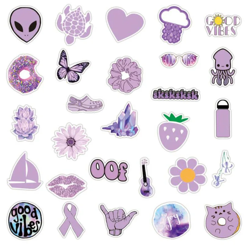50pcs graffiti stickers cute purple girl sticker for luggage guitar laptop suitcase scrapbooking diary photos albums decal aliexpress computer office