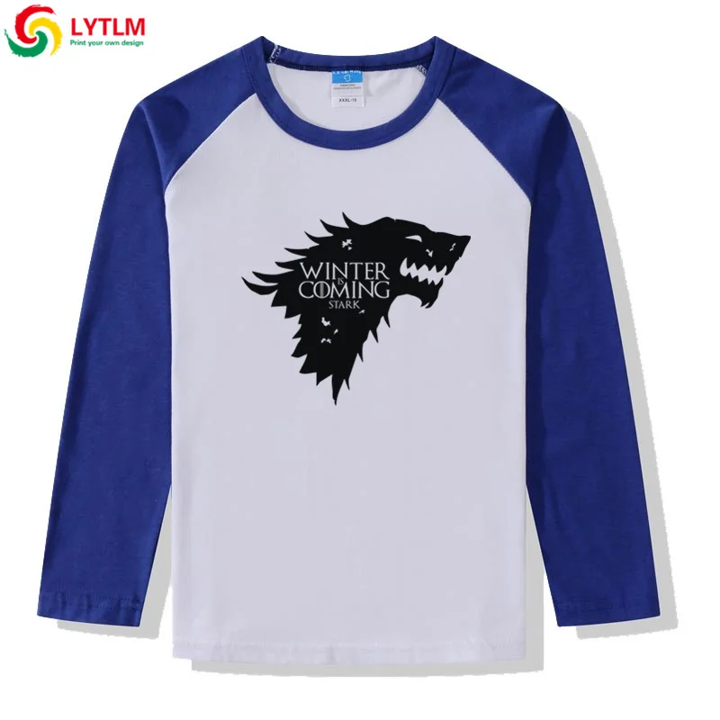 LYTLM House футболка с надписью «STARK» Игра престолов футболки с длинными рукавами для мальчиков осенняя одежда для маленьких девочек Camisetas детские топы с принтом животных