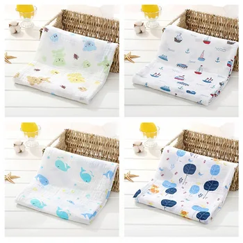 

Cotton Double Layer Gauze Wrap Towel Baby Bath Towel Printing Swaddle Towel Trolley Cartoon Towel Blanket 120cm*110cm