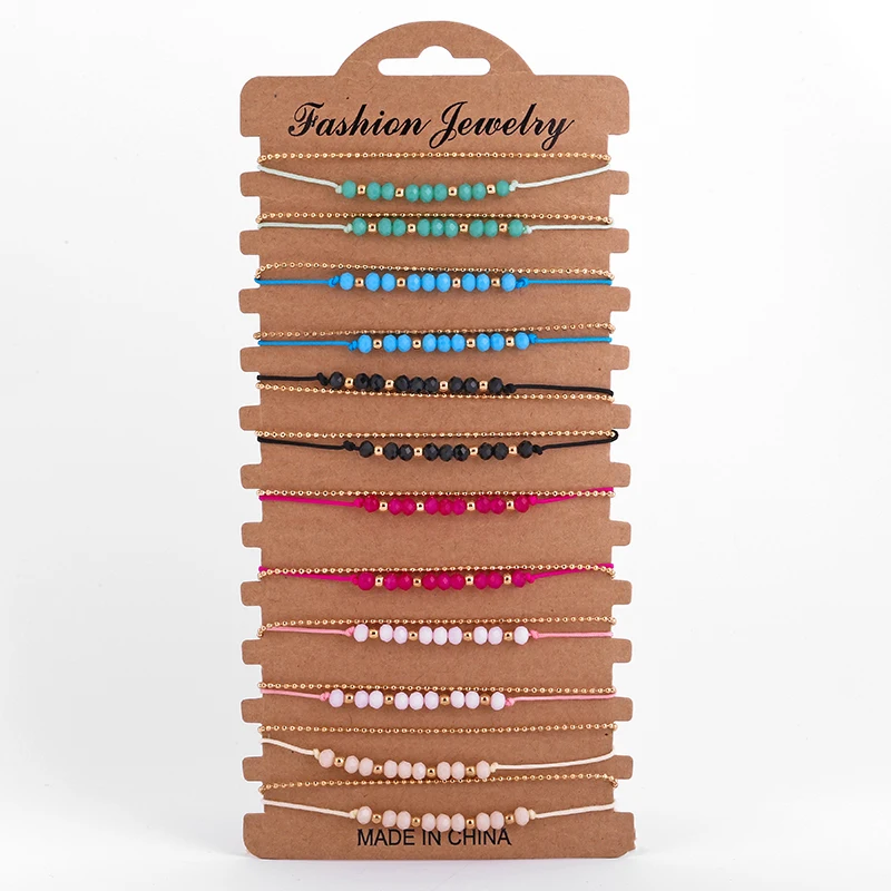 

12pcs Charm Bracelet Set Ladies Adjustable Rope Chain Female Elastic Bohemian Bracelet Bangles for Women Jewelry Statement
