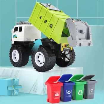 

New Simulation Road Sweeper Car Children Toy Garbage Truck Sanitation Disposal Streetcar Model Light Music Pull-back Vehicle Toy