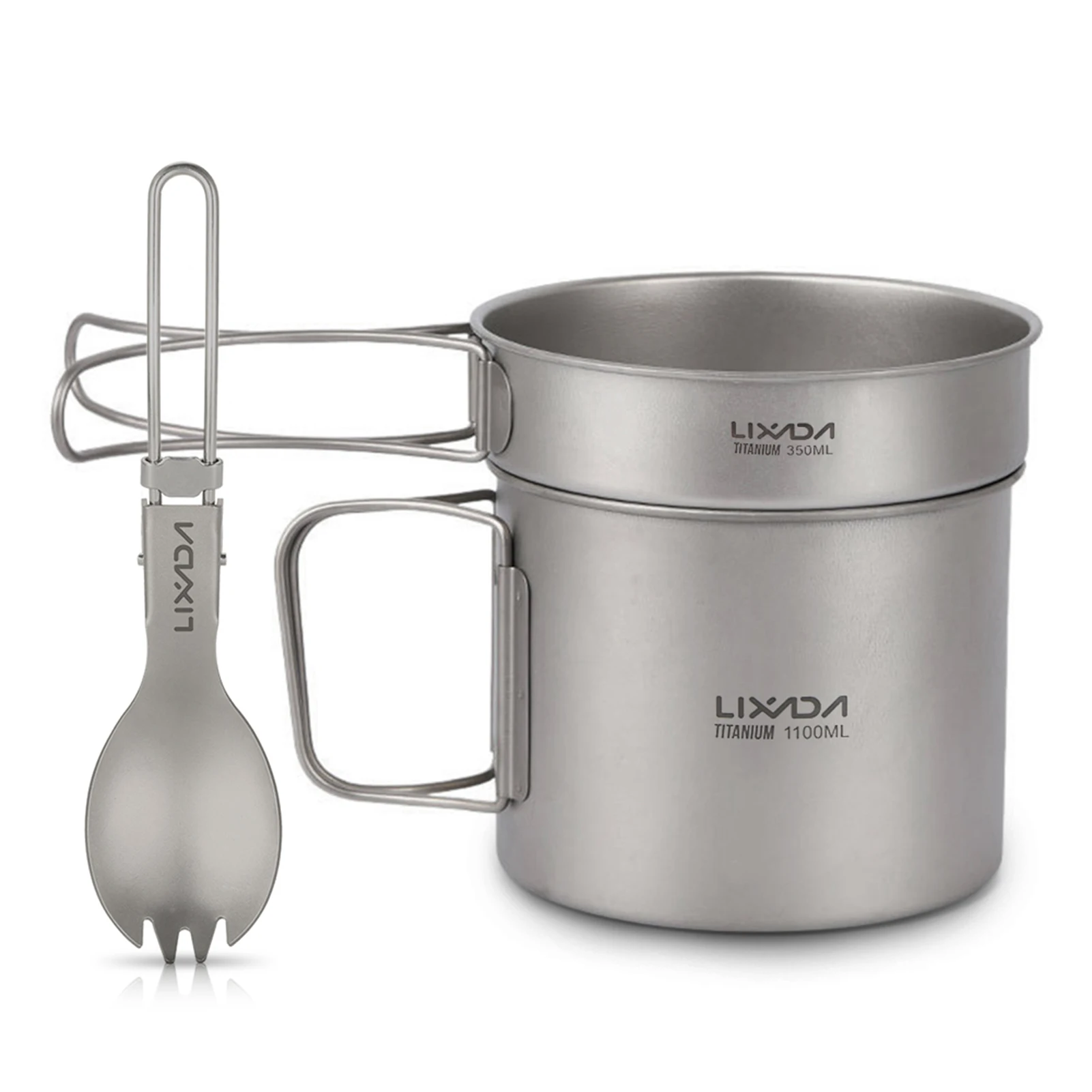 Lixada Titanium Cookset Outdoor Camping Cookware Set 900ml/1100ml Pot
